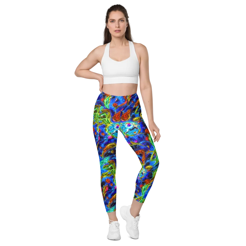 The Cobalt Spiral on Leggings with Pockets — Front