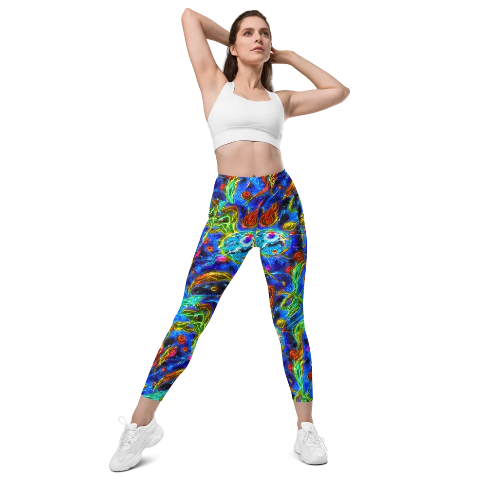 The Cobalt Spiral on Leggings with Pockets — Front