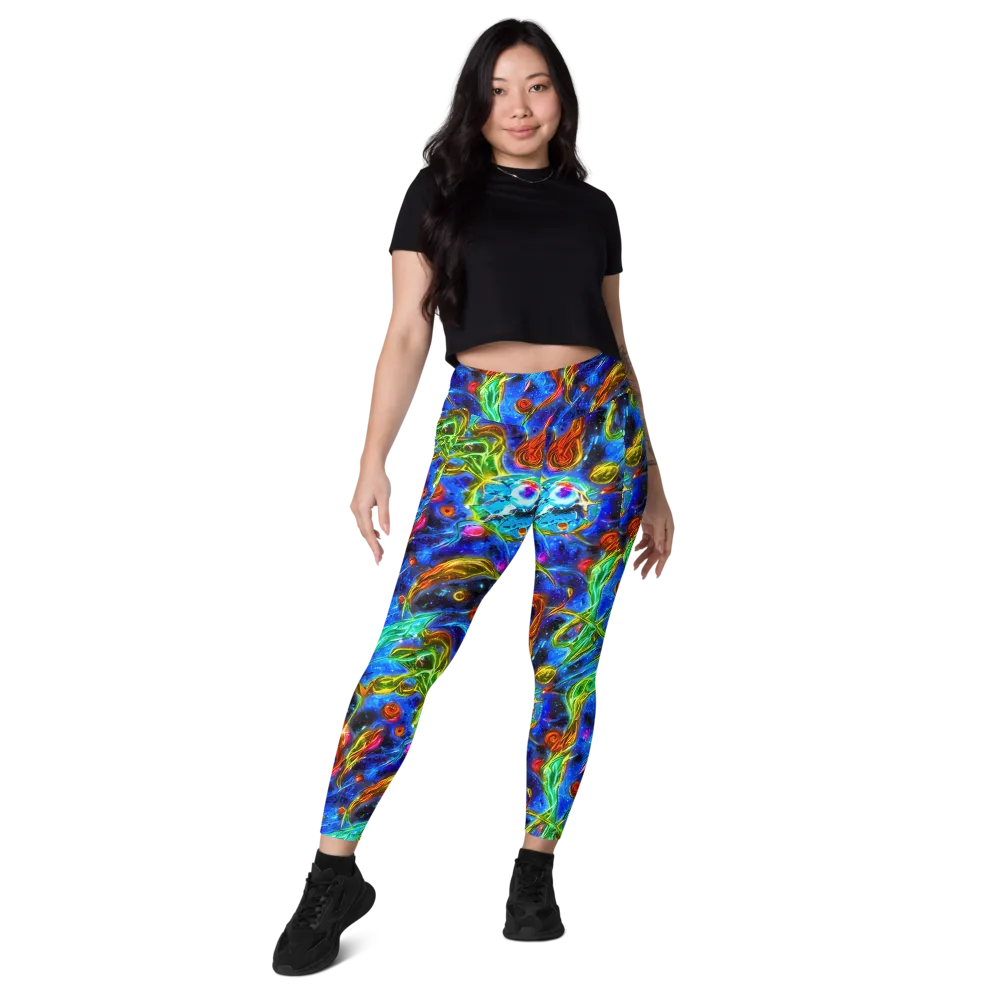 The Cobalt Spiral on Leggings with Pockets — Front