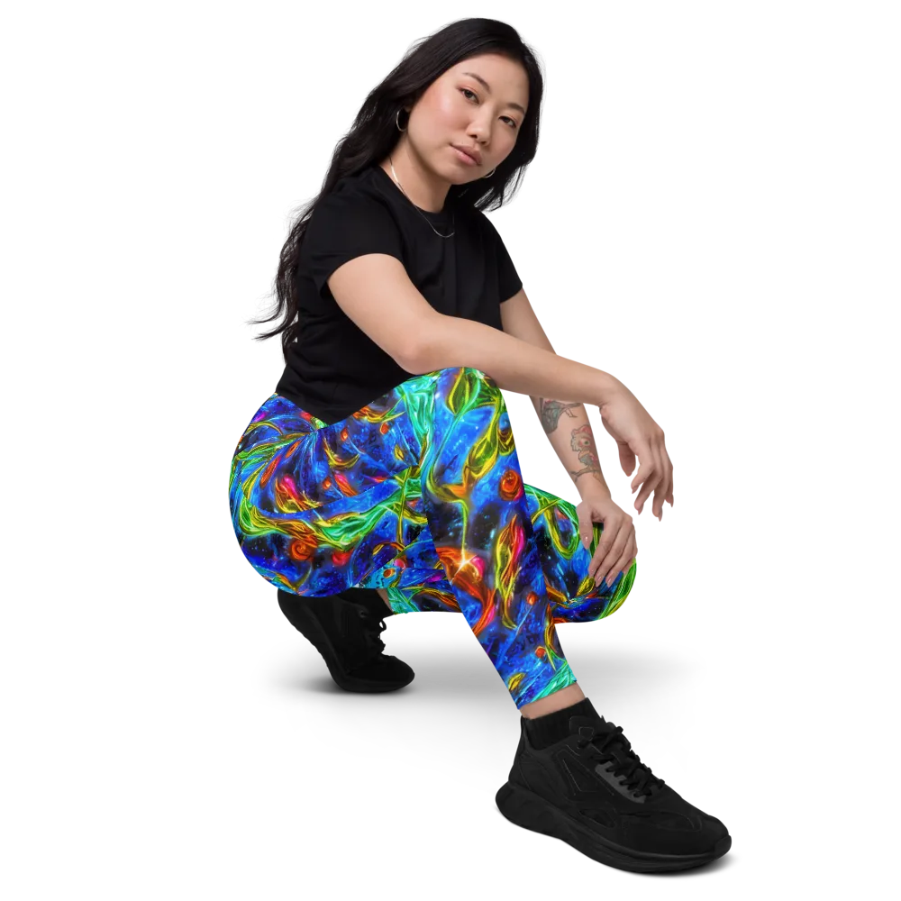 The Cobalt Spiral on Leggings with Pockets — Right Front