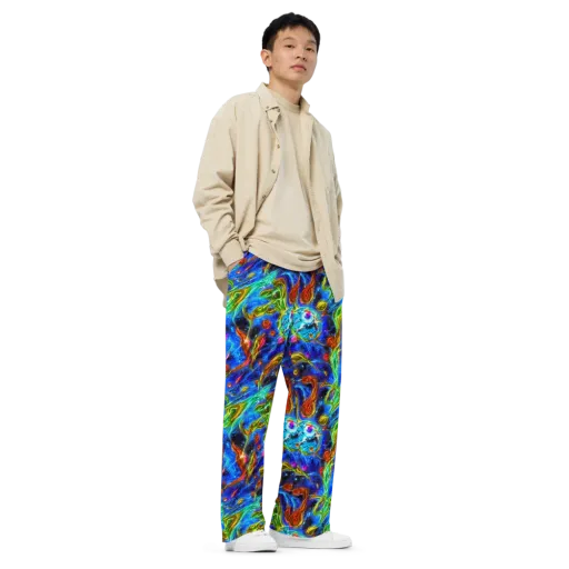 The Cobalt Spiral on a Wide-Leg Pants