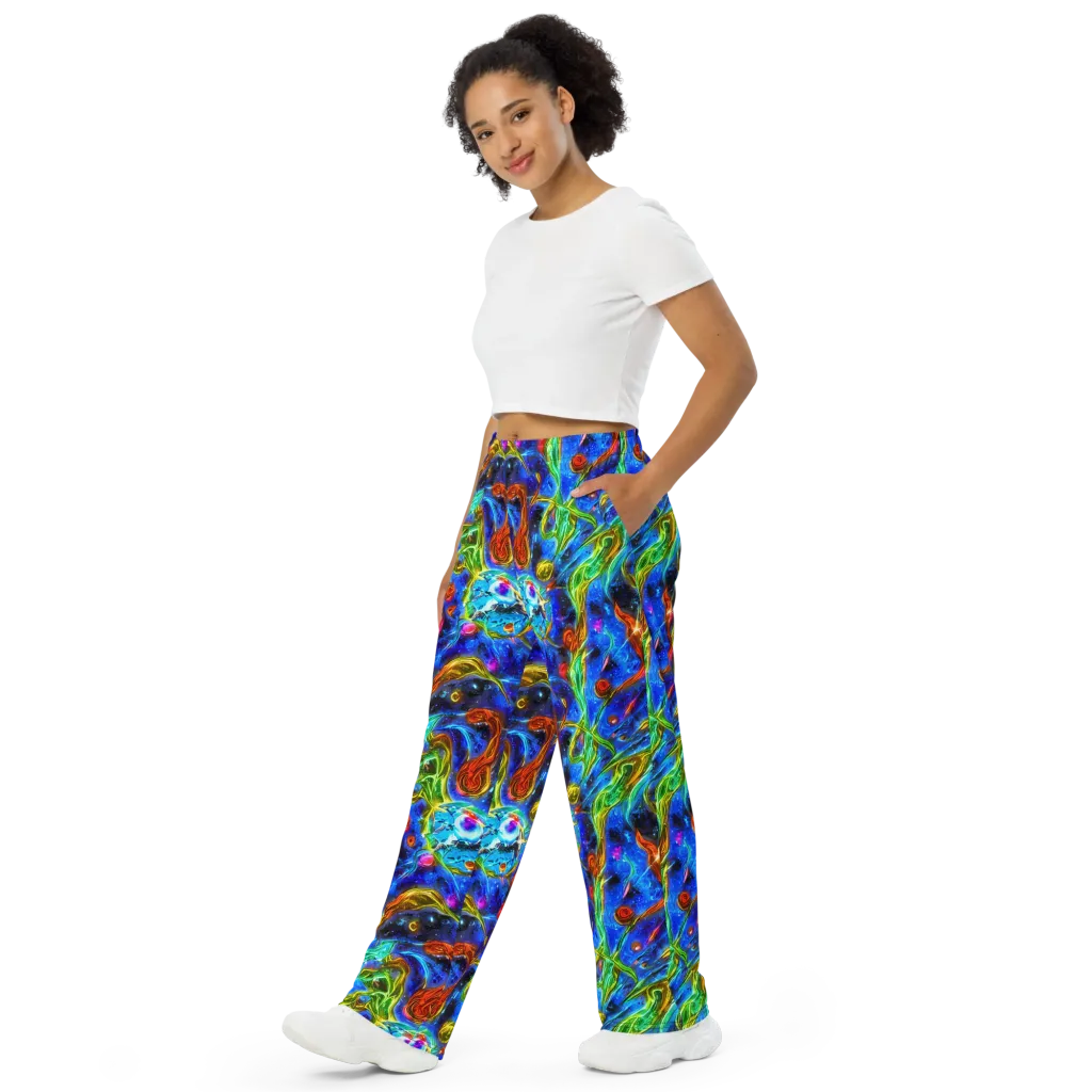 The Cobalt Spiral on Wide-Leg Pants — Left Front