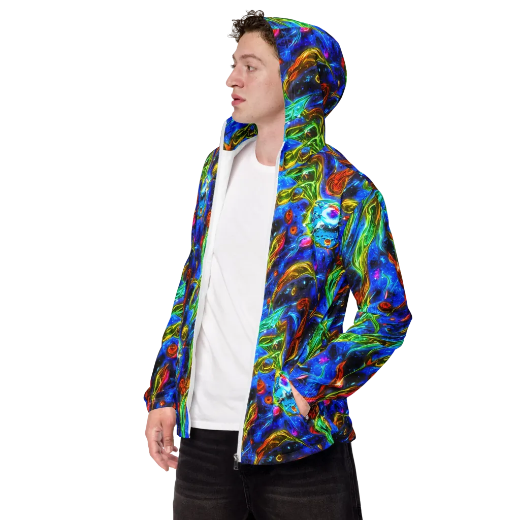The Cobalt Spiral on Men's Windbreaker — Left Front