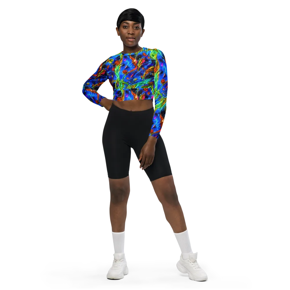 The Cobalt Spiral on Long Sleeve Crop Top — Front