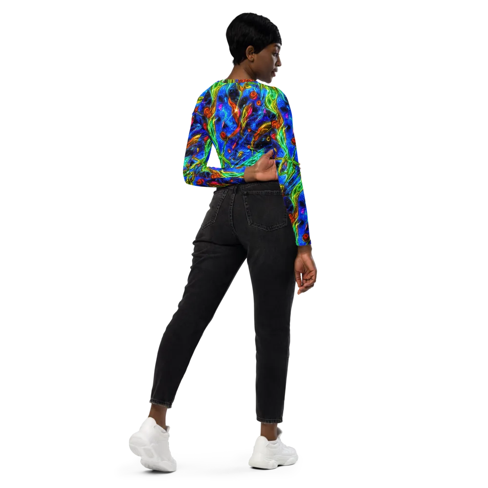 The Cobalt Spiral on Long Sleeve Crop Top — Right Back