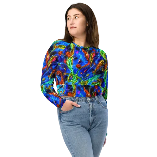 The Cobalt Spiral on a Long Sleeve Crop Top