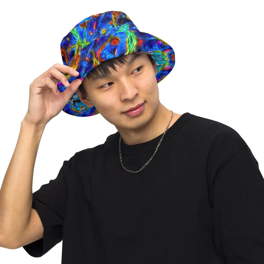 The Cobalt Spiral on Reversible Bucket Hat — Front Inside