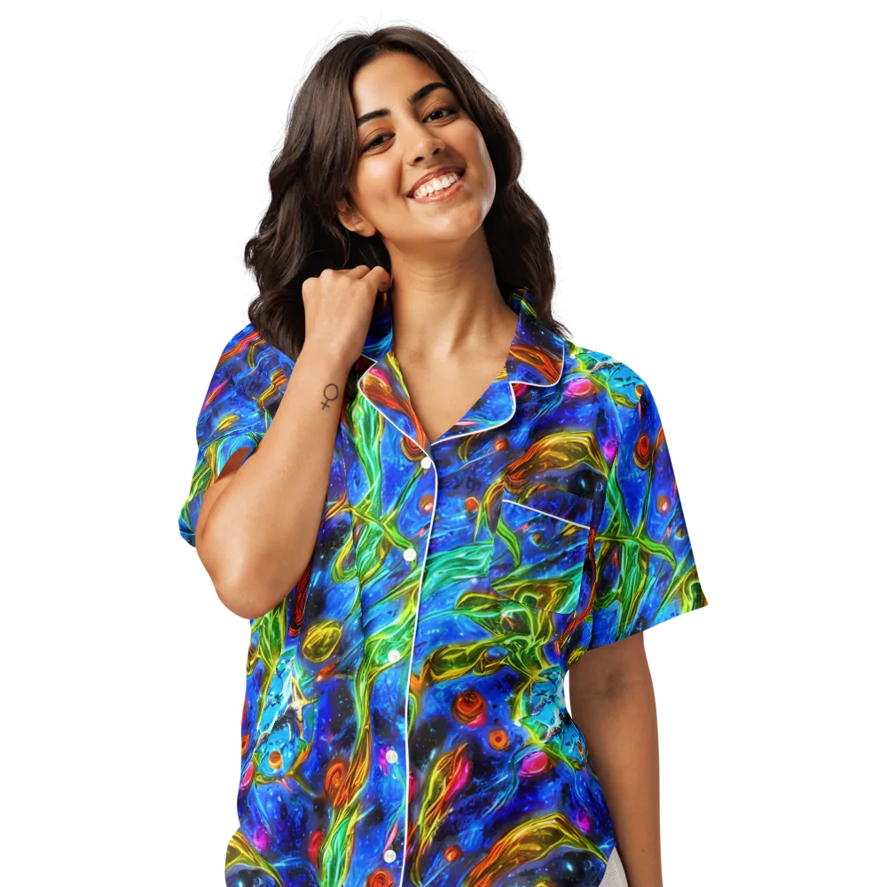 The Cobalt Spiral on Women's Short Sleeve Pajama Top — Front