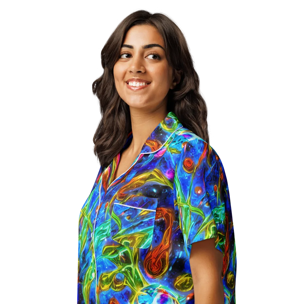 The Cobalt Spiral on Women's Short Sleeve Pajama Top — Left Front