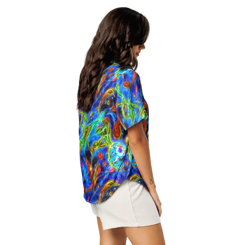 The Cobalt Spiral on Women's Short Sleeve Pajama Top — Right Back