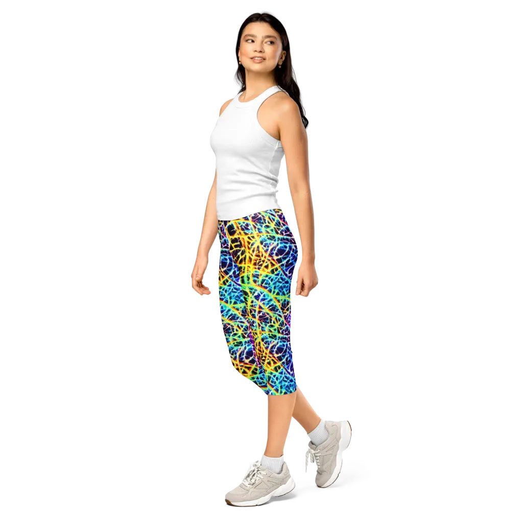Voltage Web on Capri Leggings — Left Front