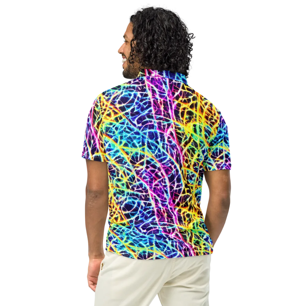 Voltage Web on Men's Slim Fit Polo Shirt — Back
