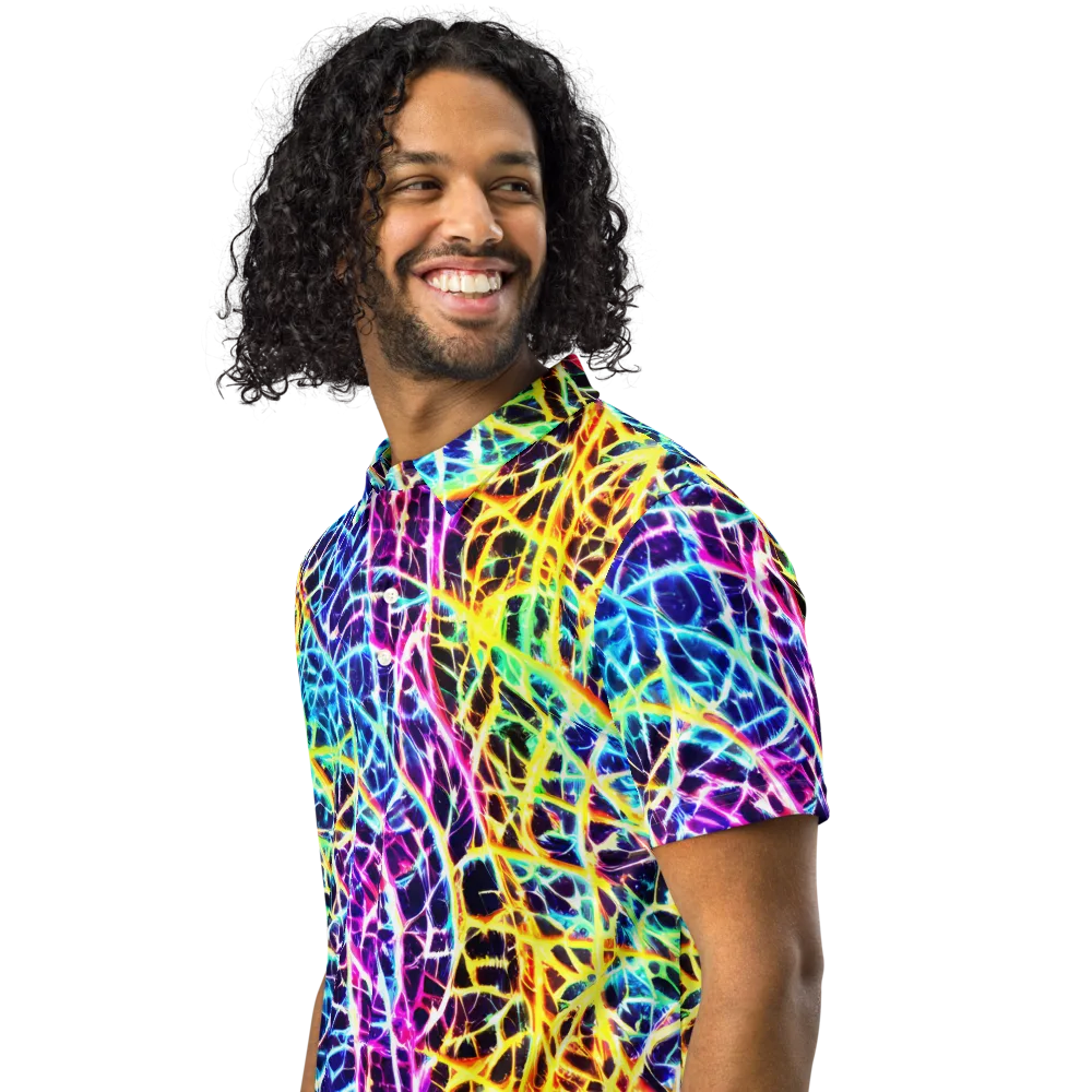 Voltage Web on Men's Slim Fit Polo Shirt — Left Front