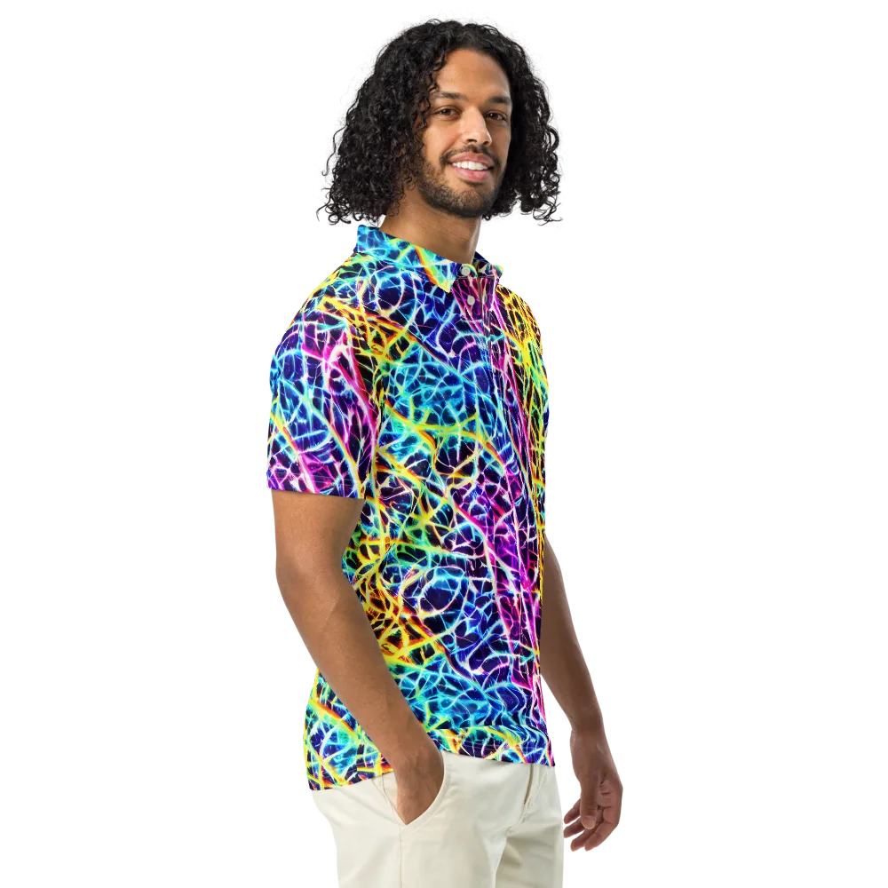 Voltage Web on Men's Slim Fit Polo Shirt — Right Front