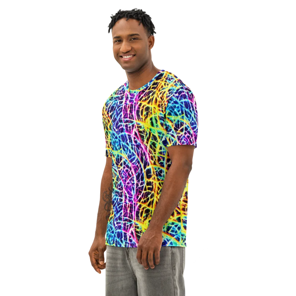 Voltage Web on Men's Cotton Crew Neck T-Shirt — Left Front