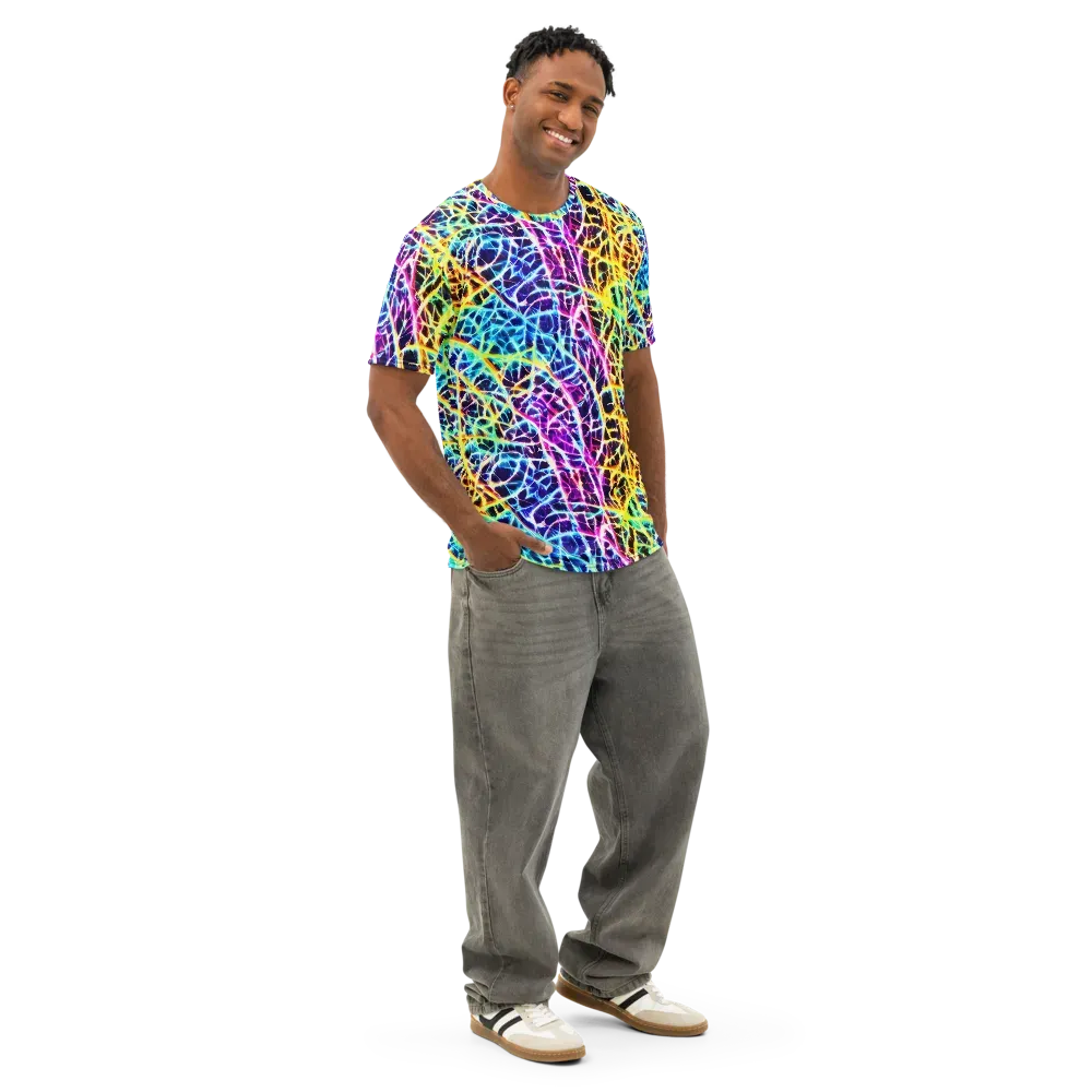 Voltage Web on Men's Cotton Crew Neck T-Shirt — Right Front