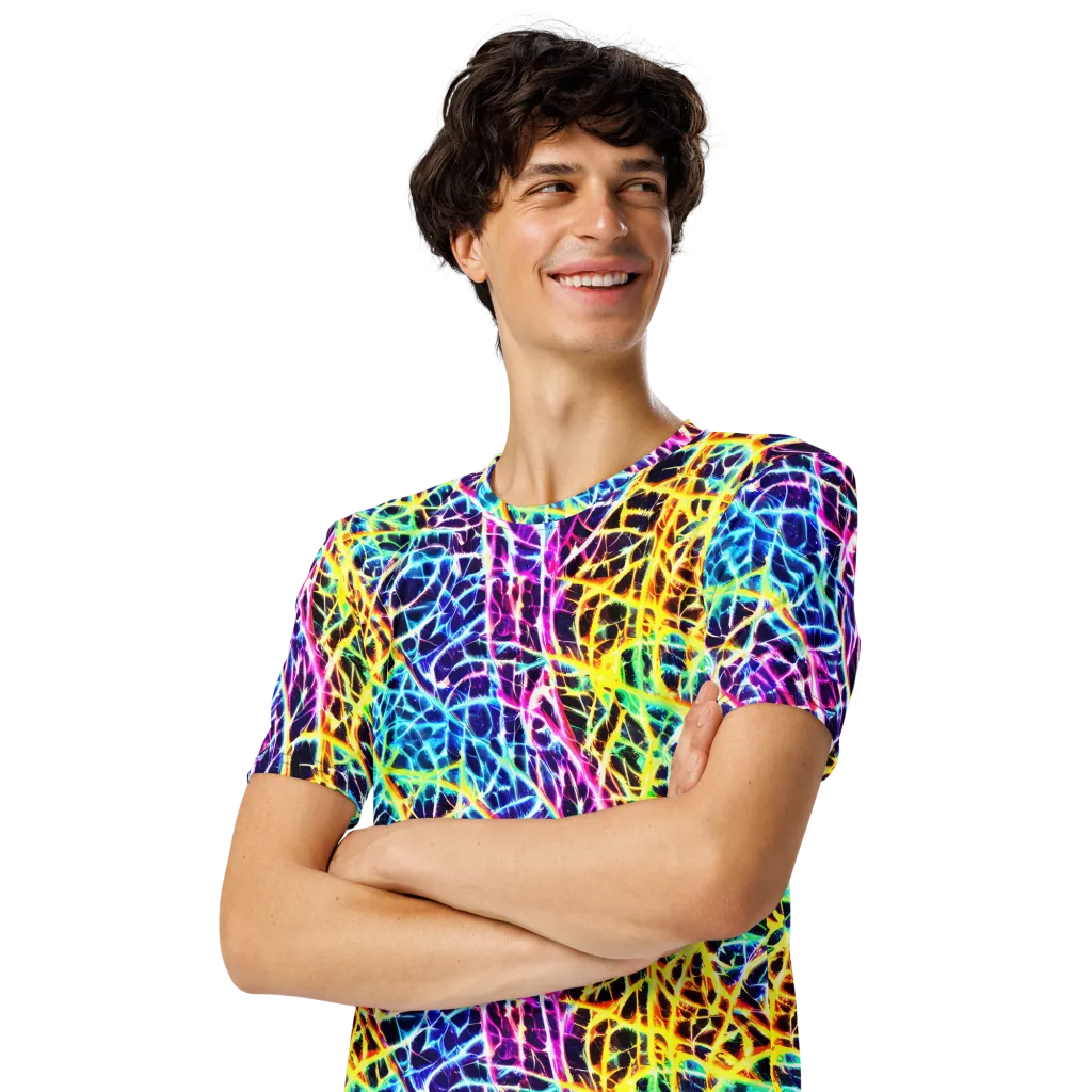 Voltage Web on Men's Crew Neck T-Shirt — Left Front
