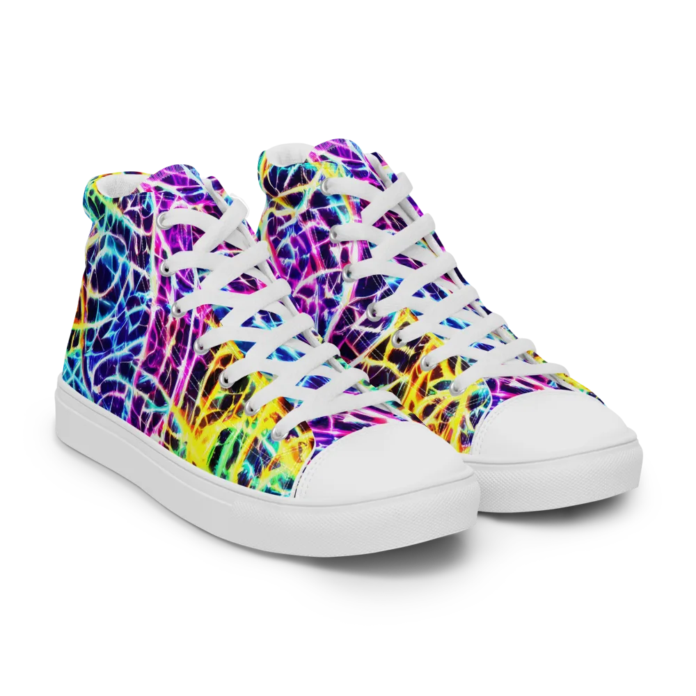 Voltage Web on Men's High Top Canvas Shoes — Right Front