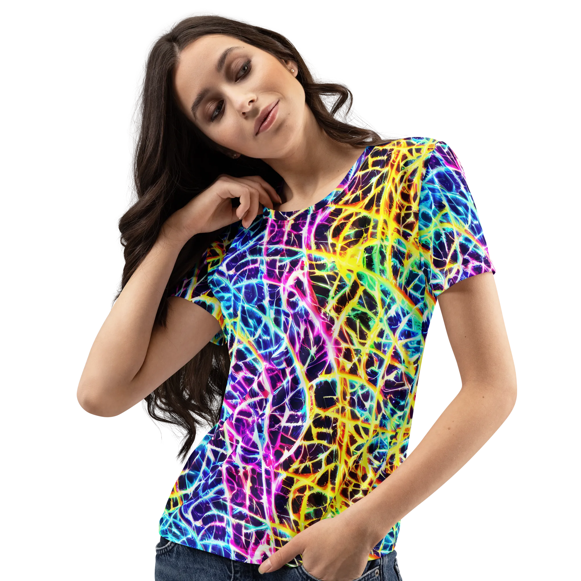 Voltage Web on Women's Crew Neck T-Shirt — Left Front