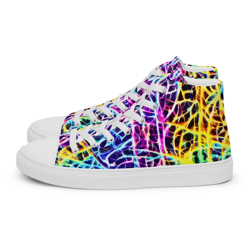 Voltage Web on Women's High Top Canvas Shoes — Left