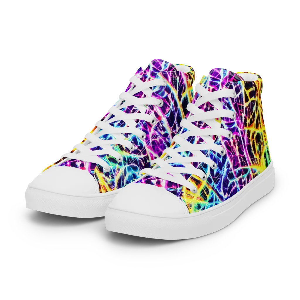 Voltage Web on Women's High Top Canvas Shoes — Left Front