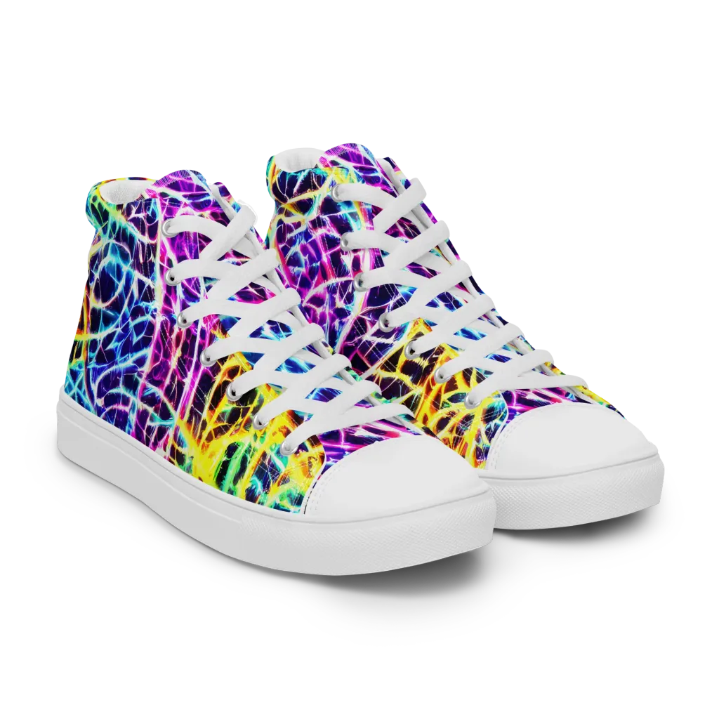 Voltage Web on Women's High Top Canvas Shoes — Right Front