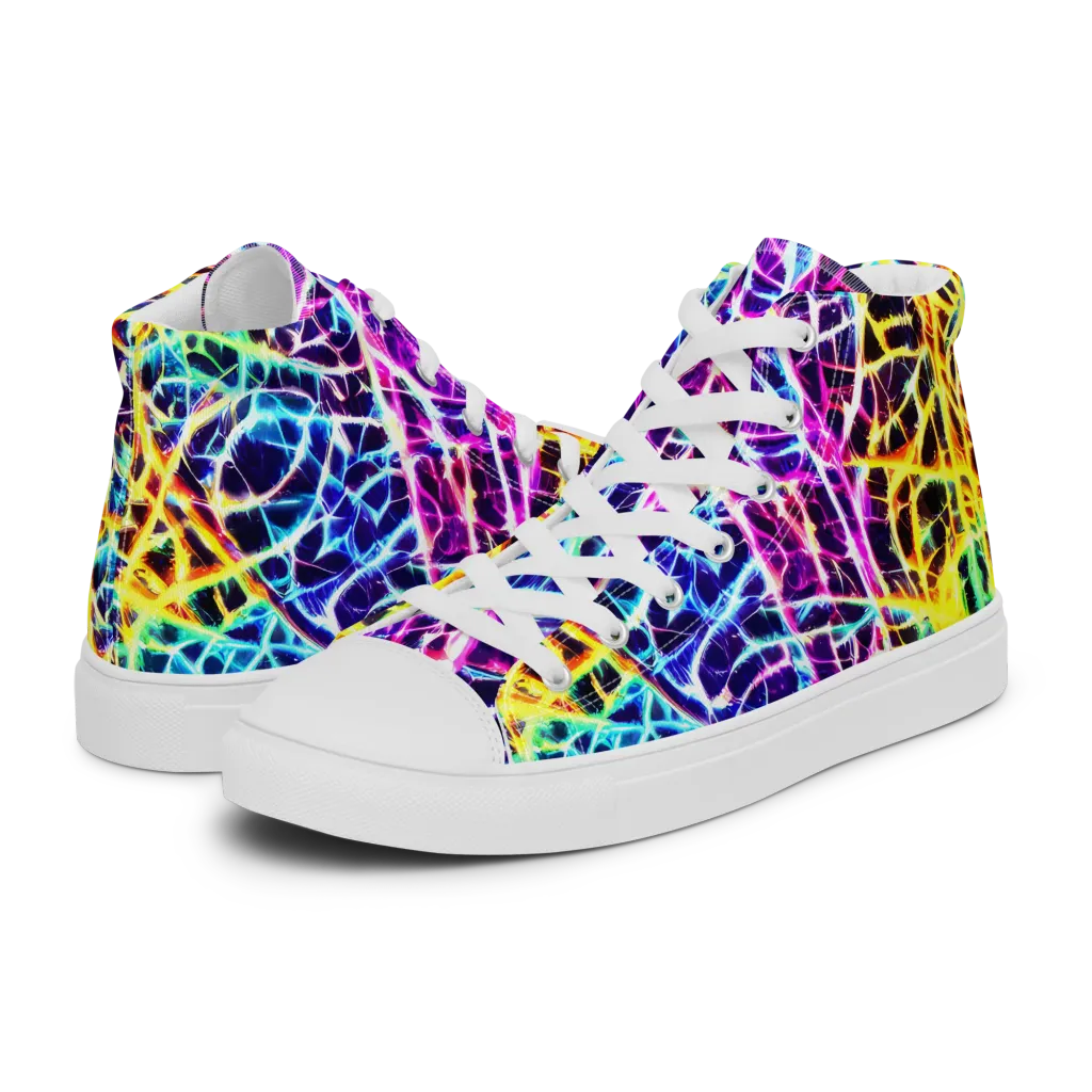 Voltage Web on Women's High Top Canvas Shoes — Left