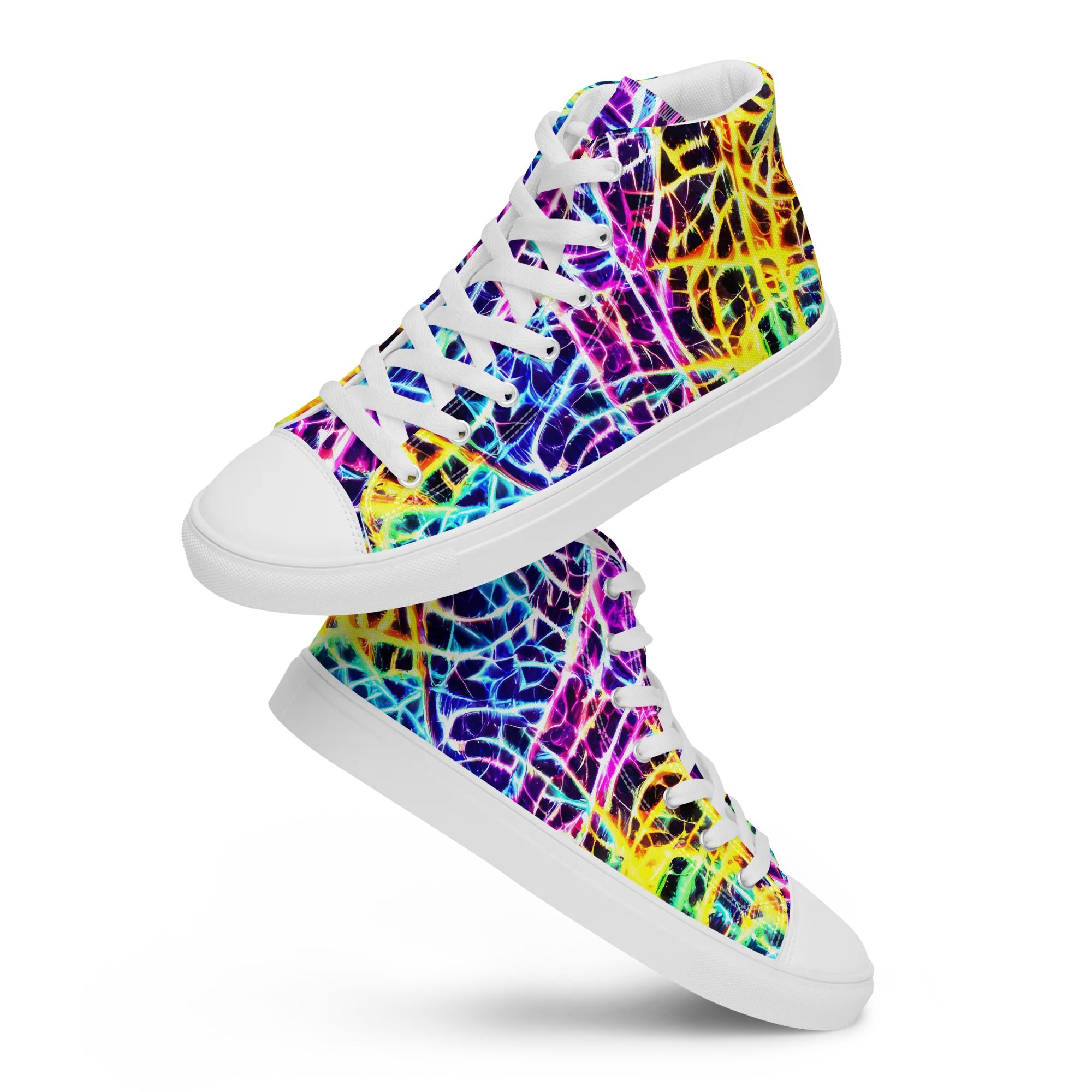 Voltage Web on Women's High Top Canvas Shoes — Front