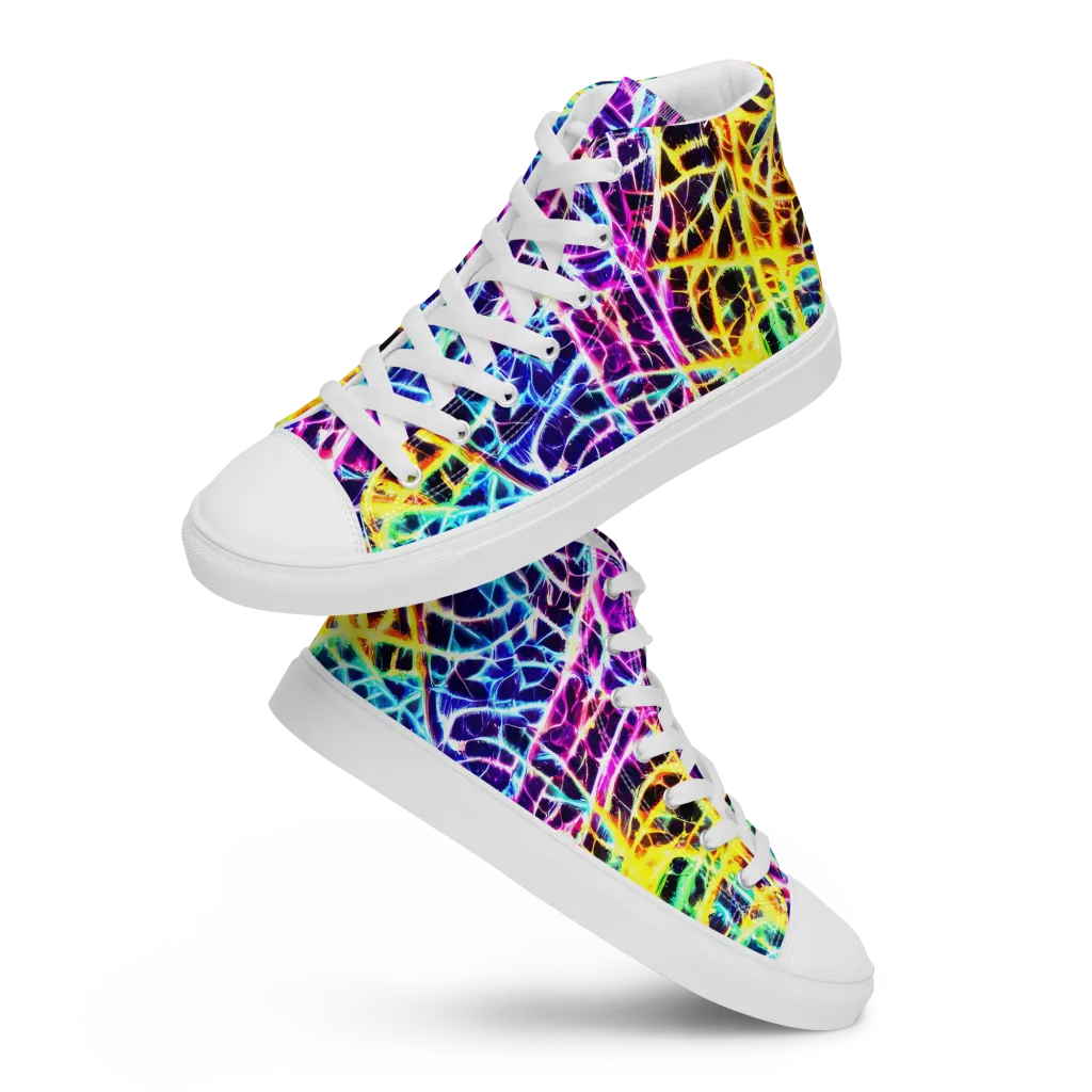 Voltage Web on Women's High Top Canvas Shoes — Front