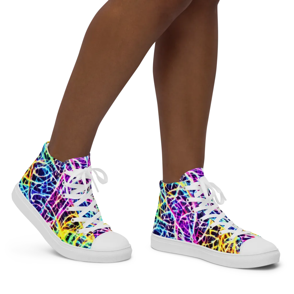 Voltage Web on Women's High Top Canvas Shoes — Right
