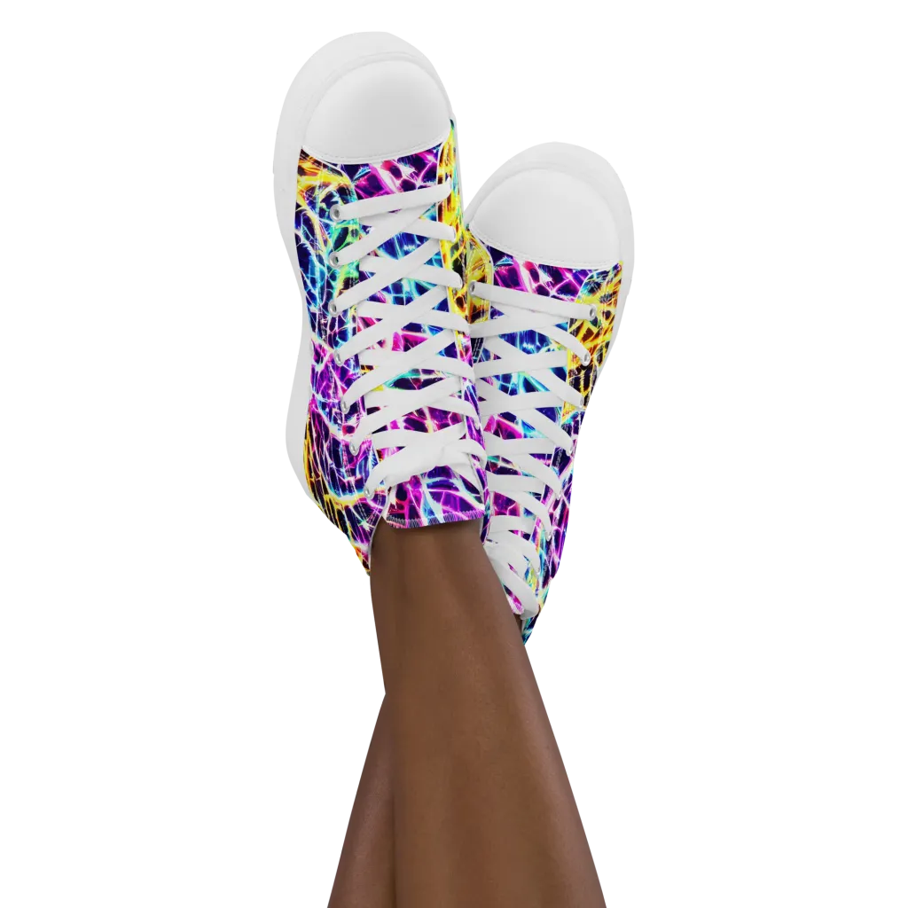 Voltage Web on Women's High Top Canvas Shoes — Front