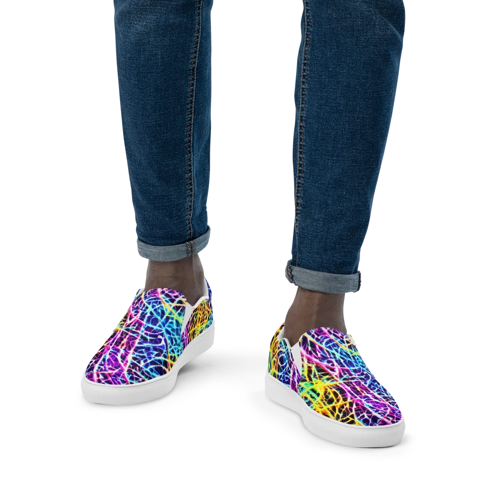 Voltage Web on Men's Slip-On Canvas Shoes — Front