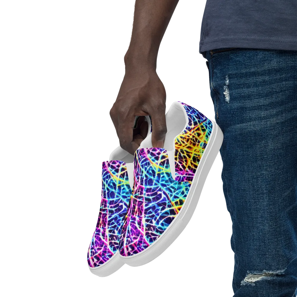 Voltage Web on Men's Slip-On Canvas Shoes — Left Front