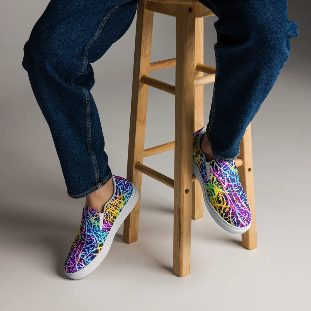 Voltage Web on Men's Slip-On Canvas Shoes — Front