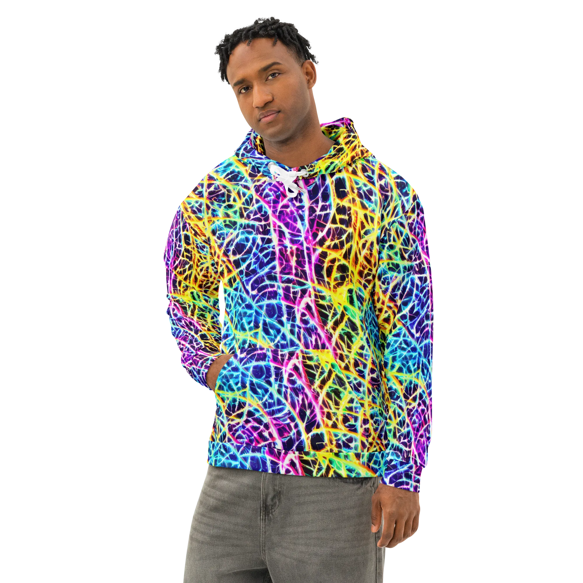 Voltage Web on Cotton Hoodie — Left Front