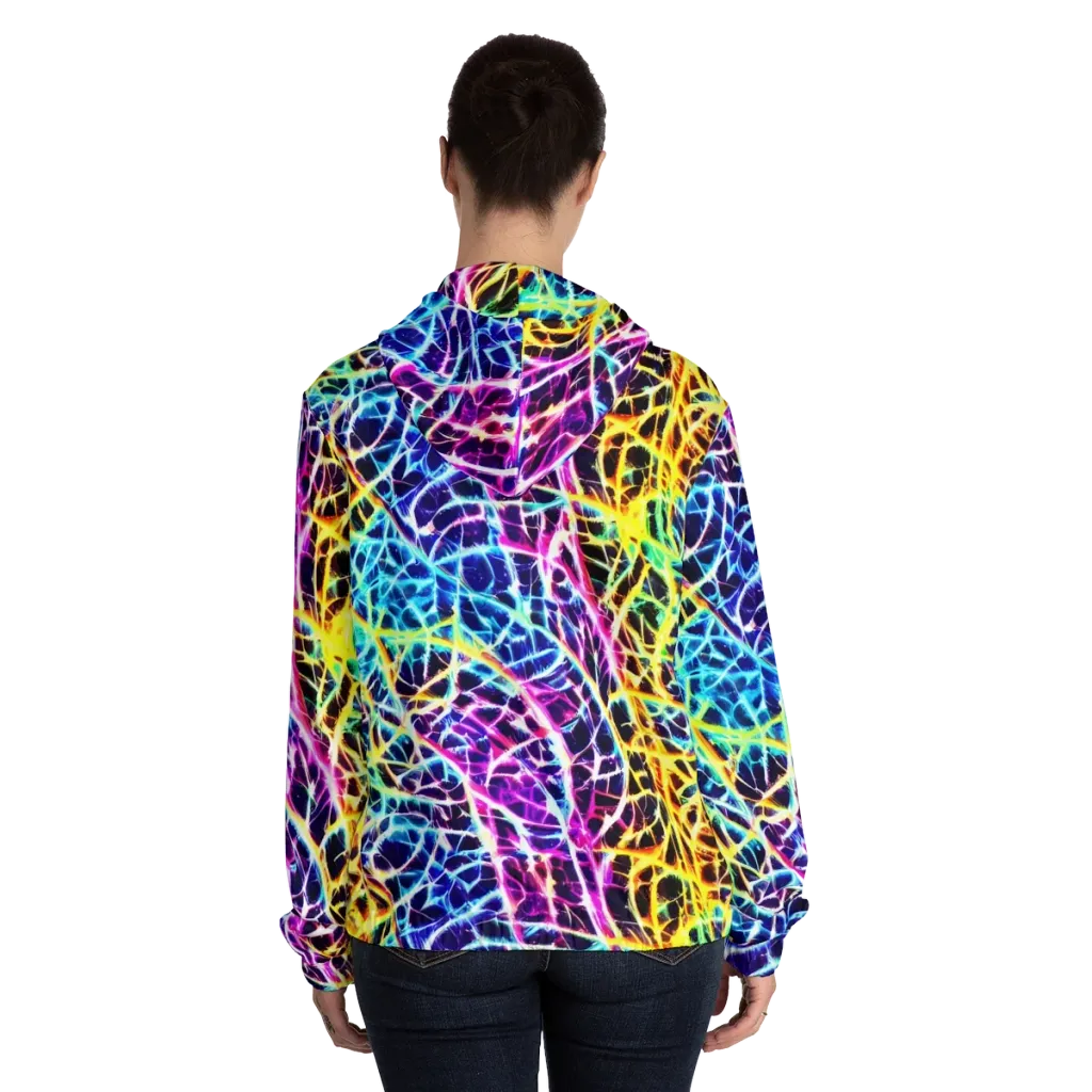 Voltage Web on Women's Full-Zip Hoodie — Back On Person
