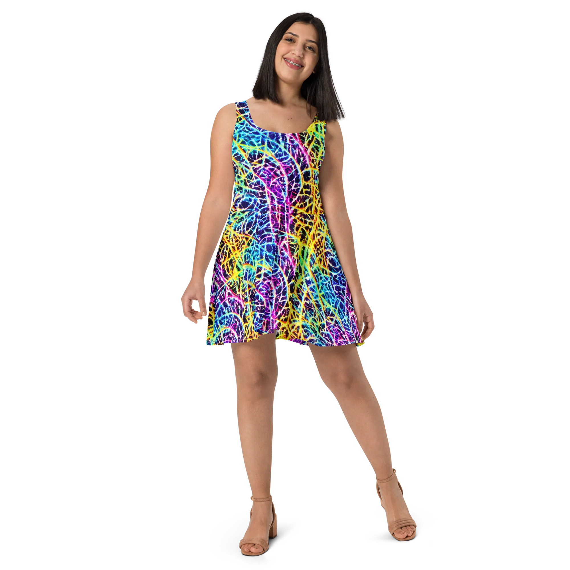 Voltage Web on Skater Dress — Front