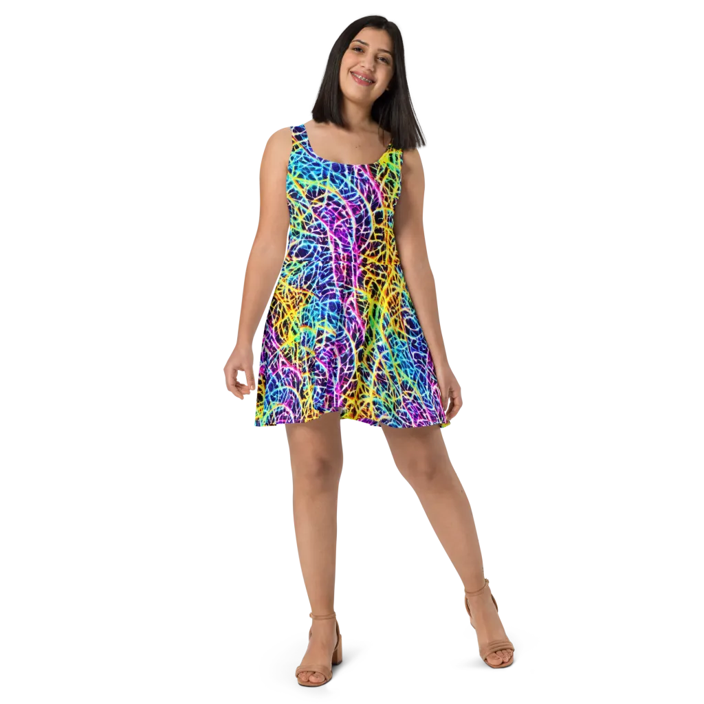 Voltage Web on Skater Dress — Front