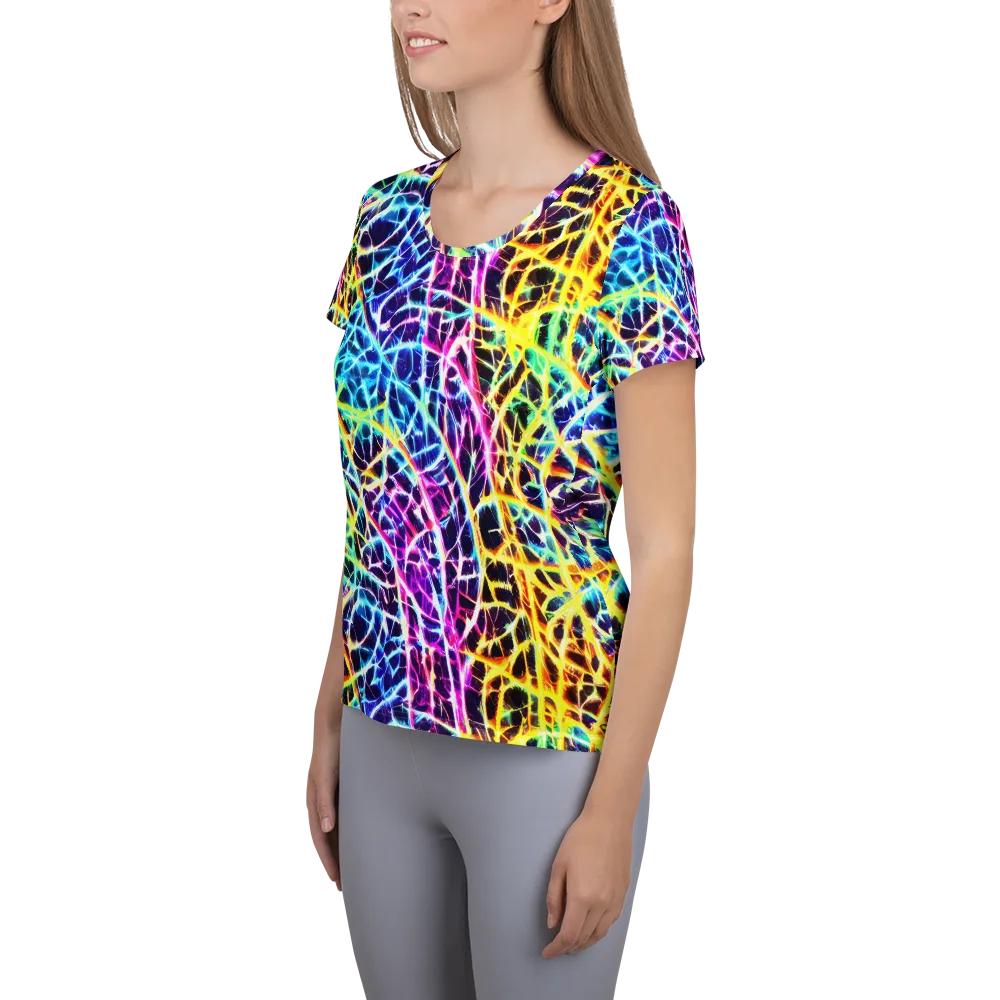 Voltage Web on Women's Athletic T-Shirt — Left