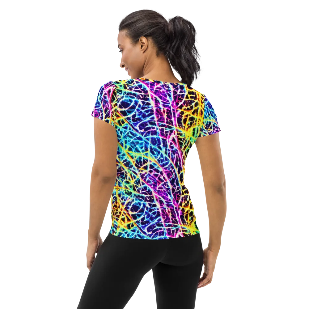 Voltage Web on Women's Athletic T-Shirt — Back