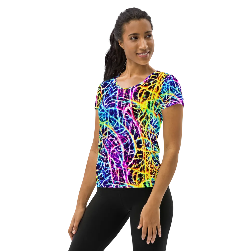 Voltage Web on Women's Athletic T-Shirt — Left