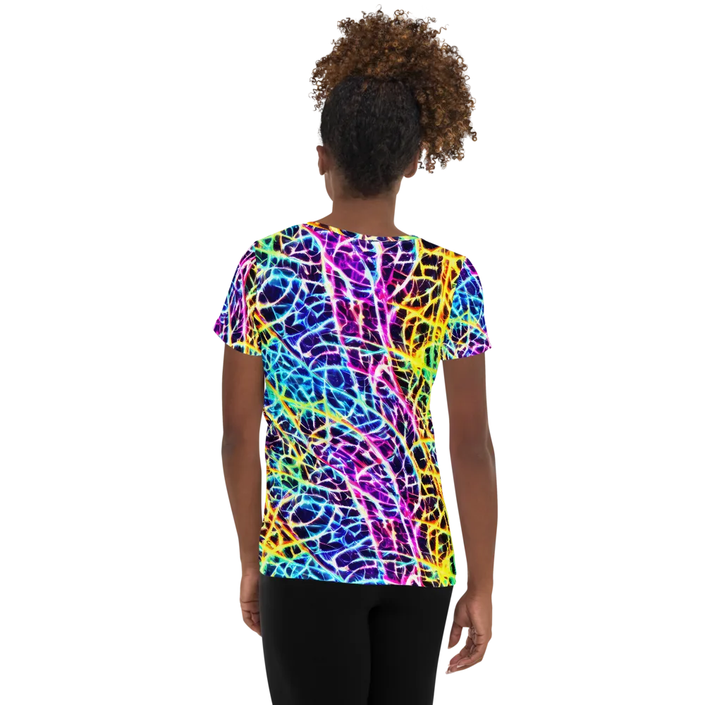 Voltage Web on Women's Athletic T-Shirt — Back