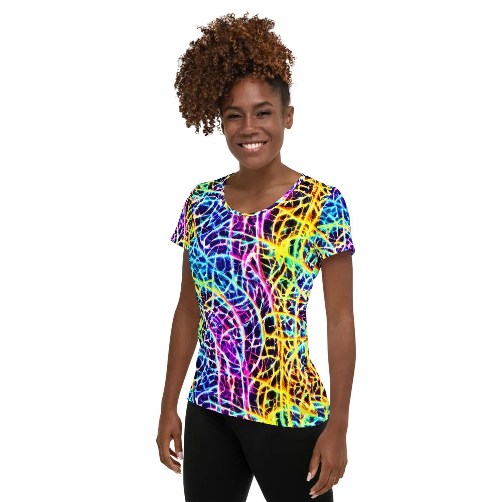 Voltage Web on Women's Athletic T-Shirt — Left