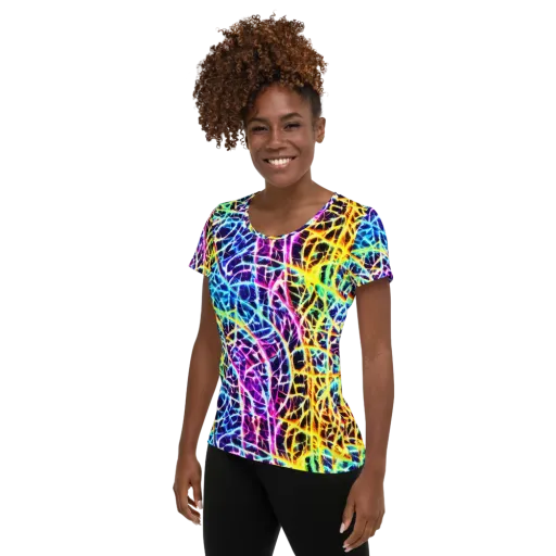 Voltage Web on a Women's Athletic T-Shirt