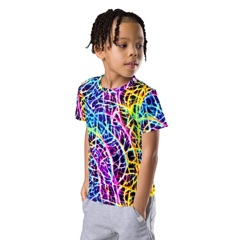 Voltage Web on Kids Crew Neck T-Shirt — Left Front