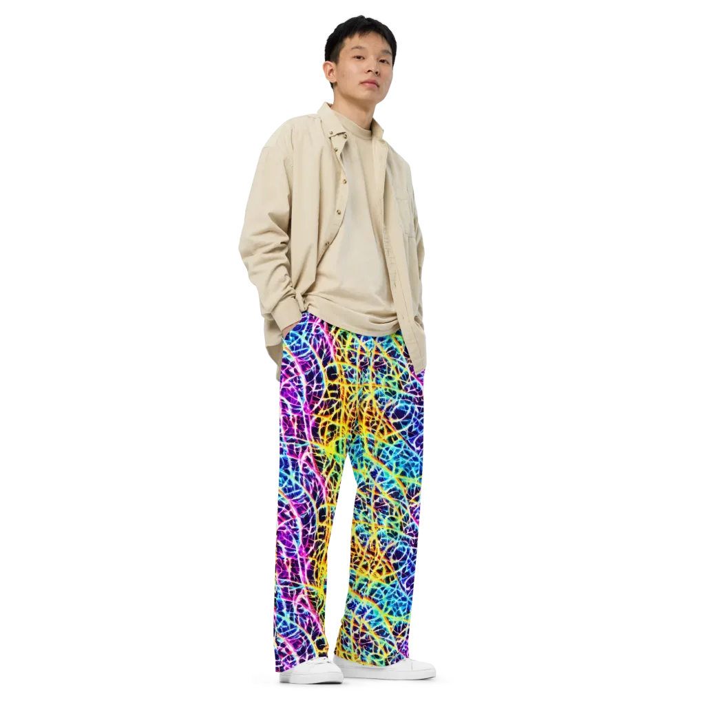 Voltage Web on Wide-Leg Pants — Right Front