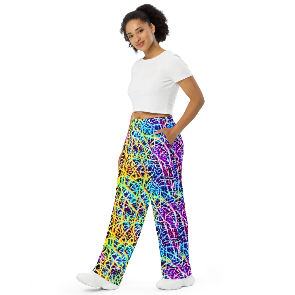 Voltage Web on Wide-Leg Pants — Left Front