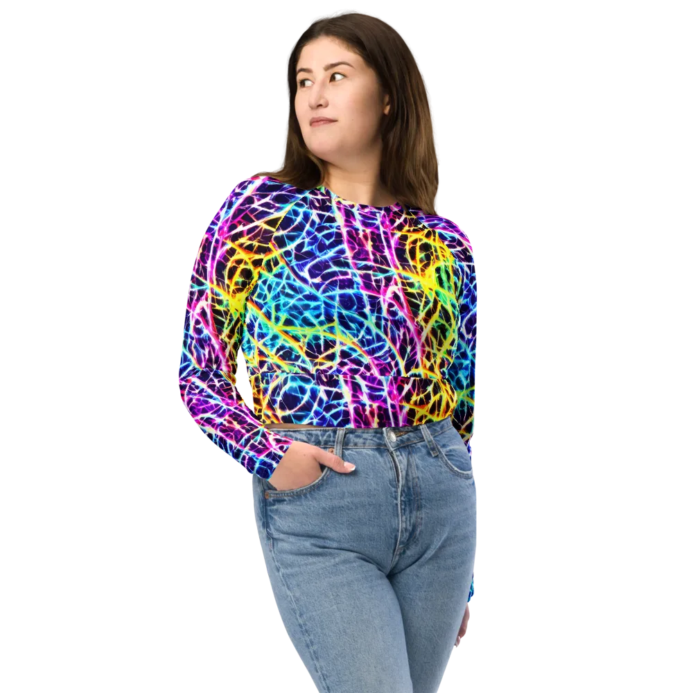 Voltage Web on Long Sleeve Crop Top — Front