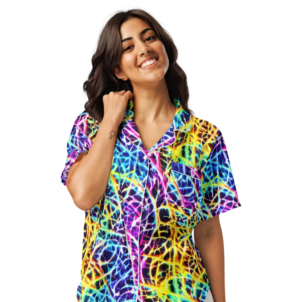 Voltage Web on Women's Short Sleeve Pajama Top — Front