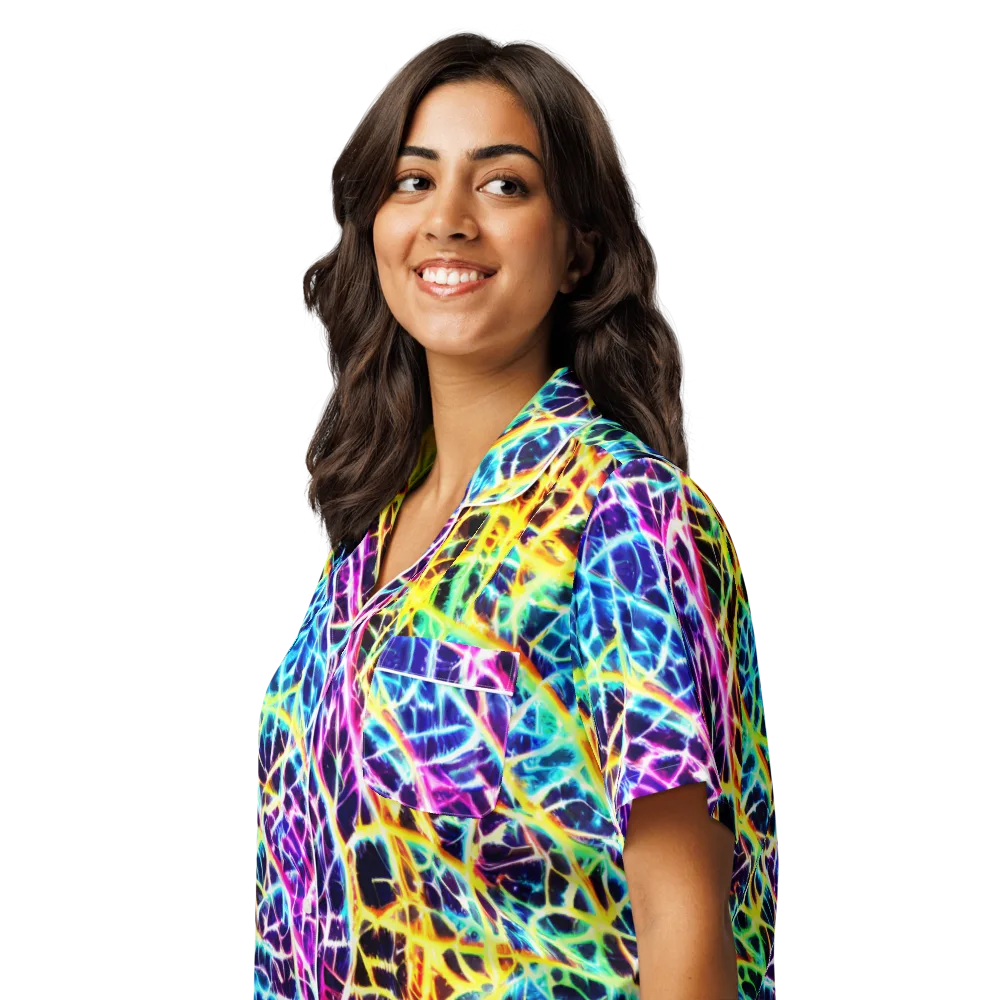 Voltage Web on Women's Short Sleeve Pajama Top — Left Front